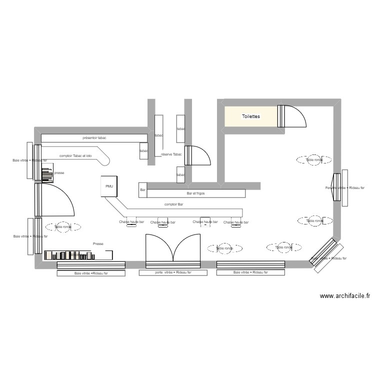 bar stephane. Plan de 1 pièce et 2 m2