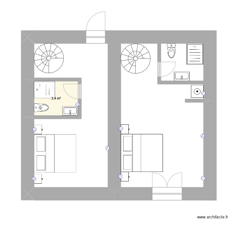 Casteleiro. Plan de 1 pièce et 3 m2