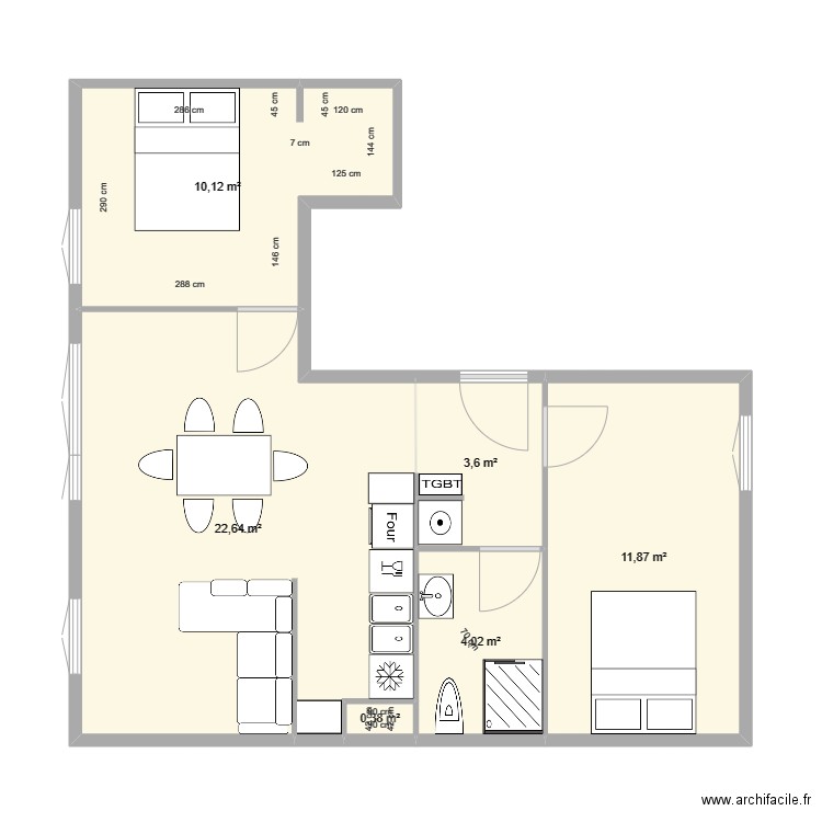 LILAS 2. Plan de 6 pièces et 53 m2