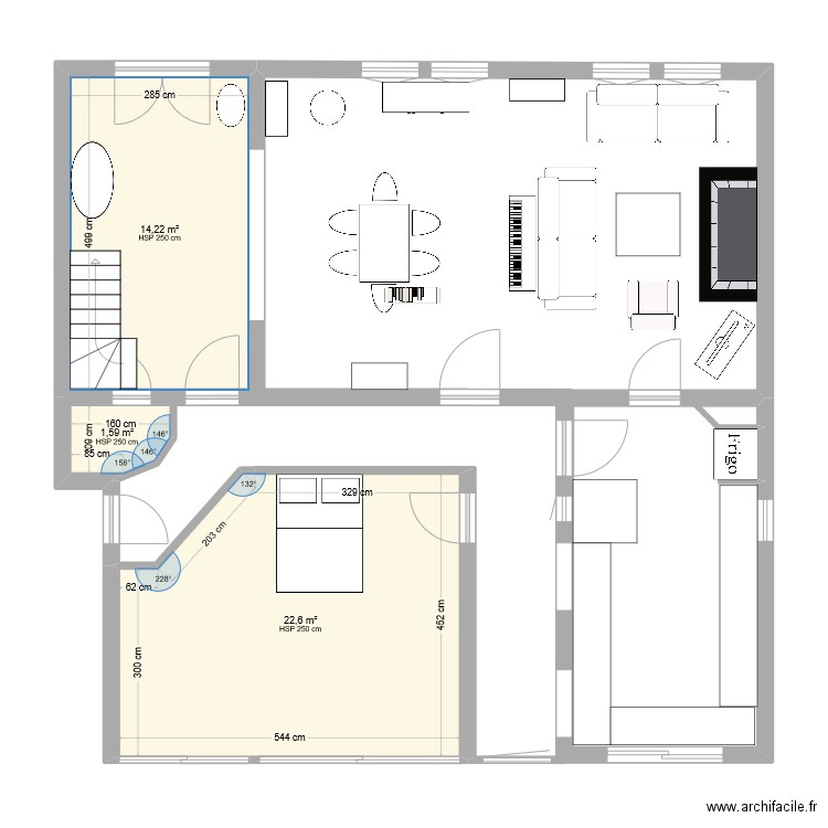 PLAN ANET SURFACES 3. Plan de 3 pièces et 38 m2