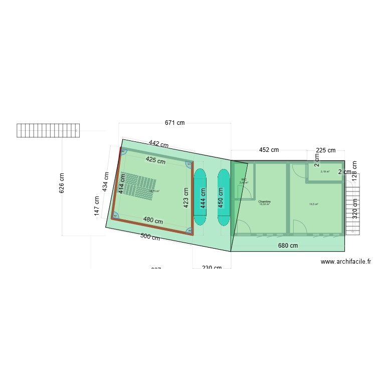 Maison et terrasse 2. Plan de 12 pièces et 119 m2