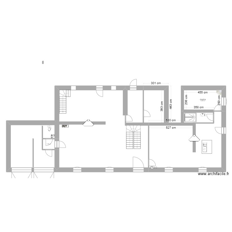 lexos rdc. Plan de 2 pièces et 13 m2