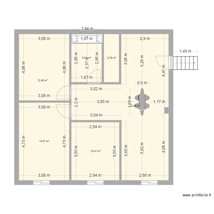 sous-sol2. Plan de 6 pièces et 78 m2