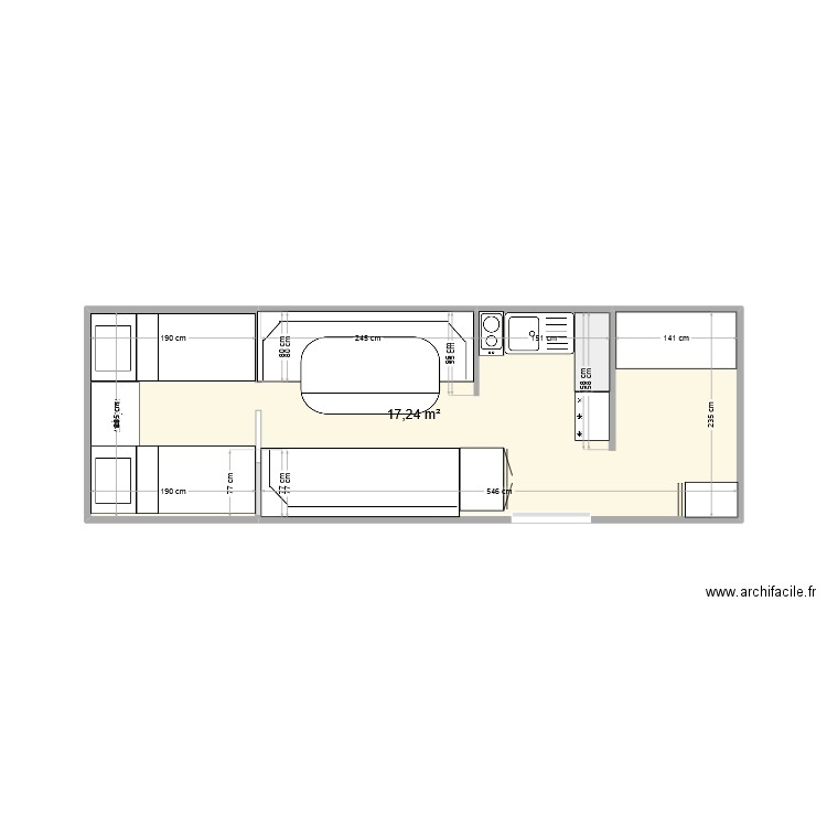 Lodge. Plan de 1 pièce et 17 m2