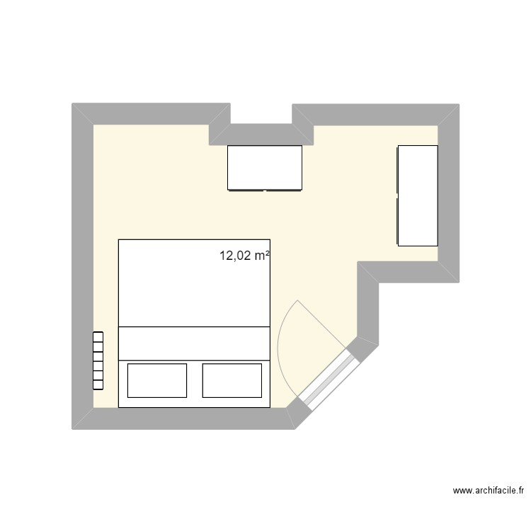 Chambre Leo. Plan de 1 pièce et 12 m2