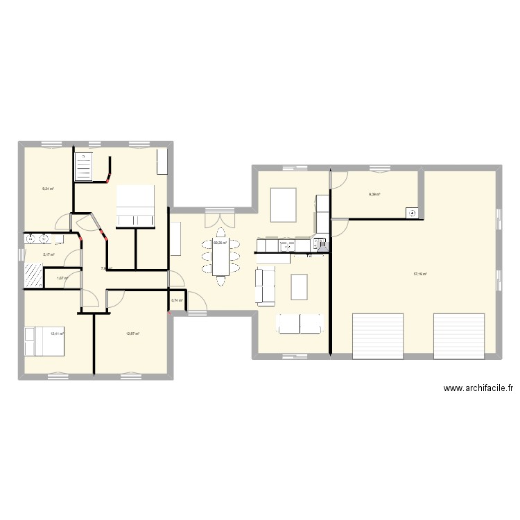 Plan maison Espagne 2. Plan de 10 pièces et 186 m2