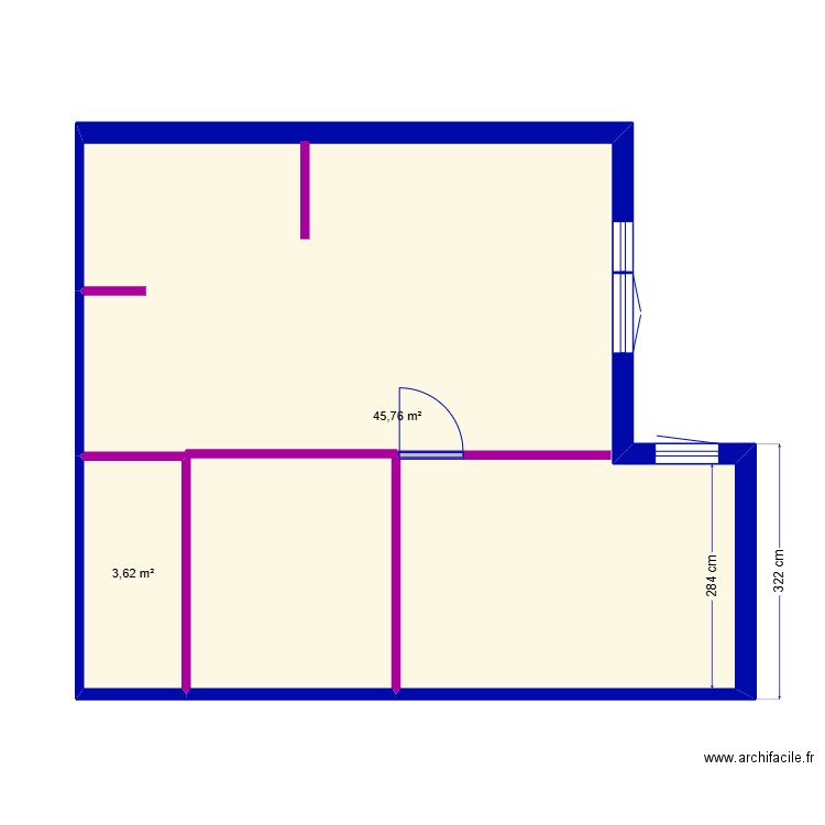 Appart Houilles. Plan de 2 pièces et 49 m2