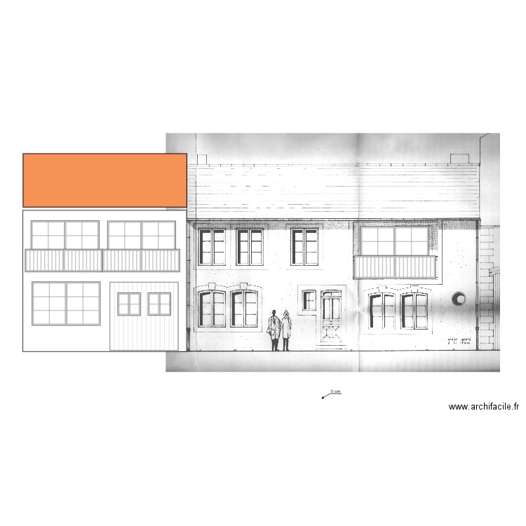 Facade Garage et loft avec existant grandes fenetres  Rembardes. Plan de 0 pièce et 0 m2