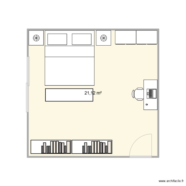 Chambre exercice erwan. Plan de 1 pièce et 21 m2