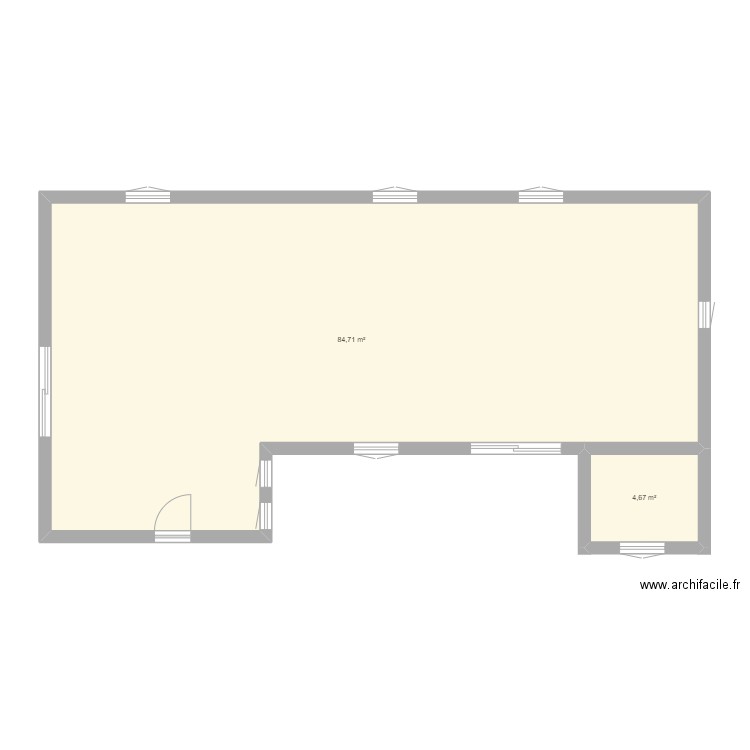 House. Plan de 2 pièces et 89 m2