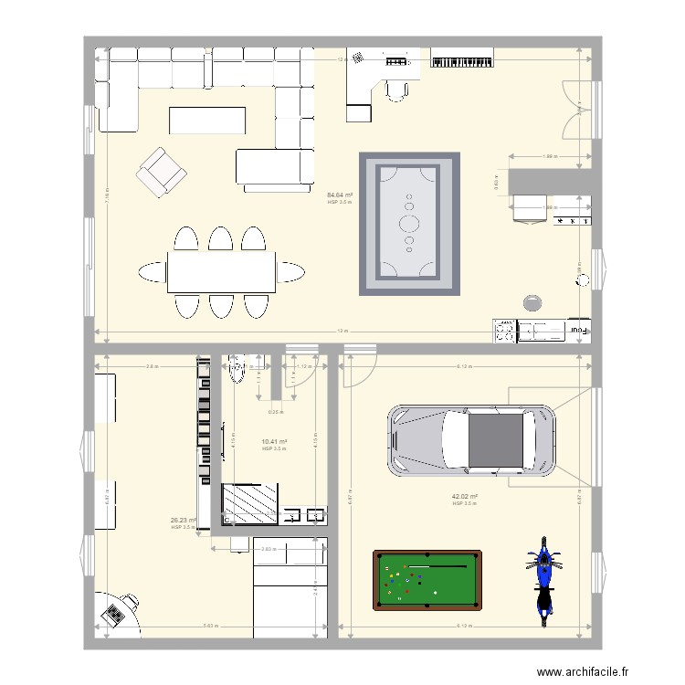 Maison test 1. Plan de 4 pièces et 163 m2