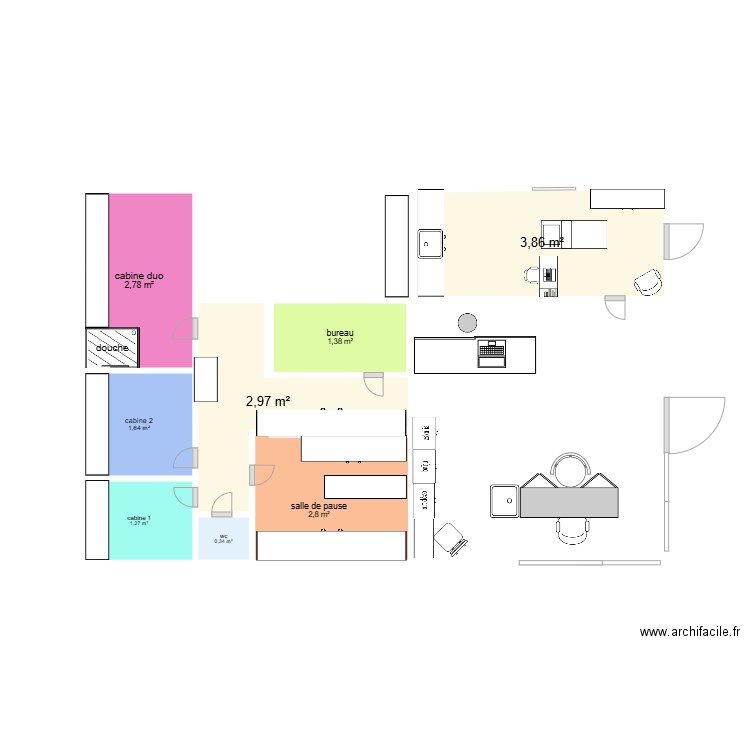 terre de beauté. Plan de 8 pièces et 17 m2