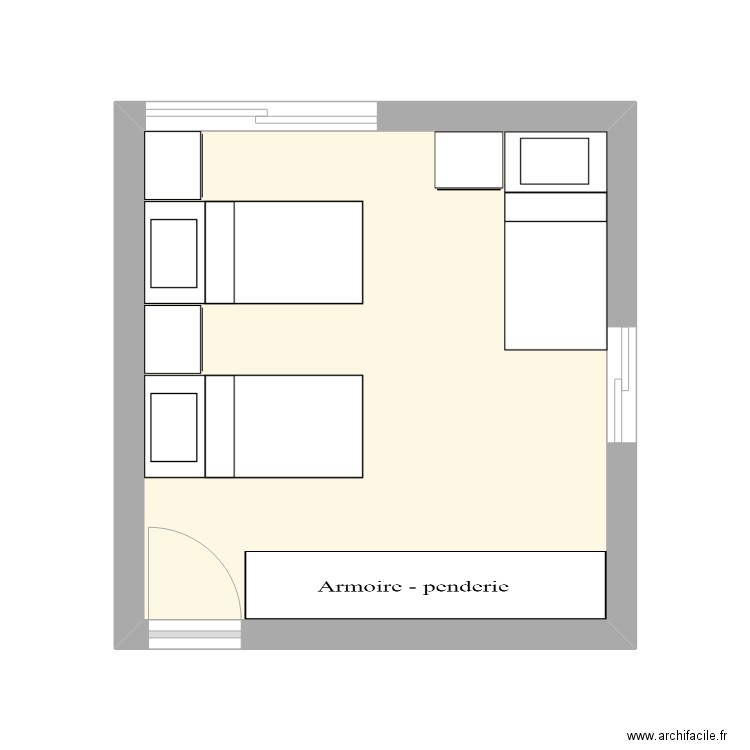 chambre. Plan de 1 pièce et 17 m2