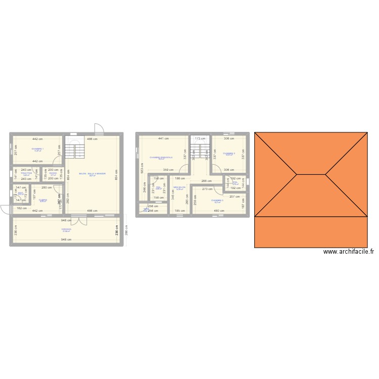 DUPLEX_TIYA DJOWE_BABADJOU. Plan de 14 pièces et 146 m2