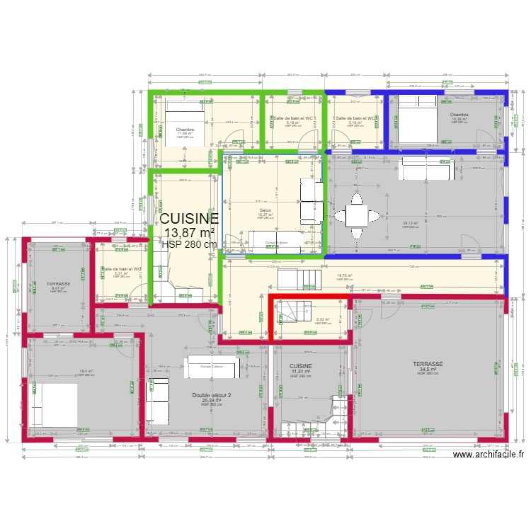 etage 001. Plan de 15 pièces et 221 m2