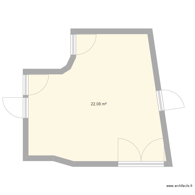 Piece des grands. Plan de 1 pièce et 22 m2