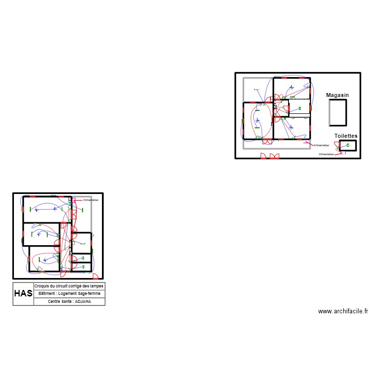 CIRCUIT CORRIGE LAMPES  LOGE SAGE F CS ADJAHA. Plan de 19 pièces et 171 m2