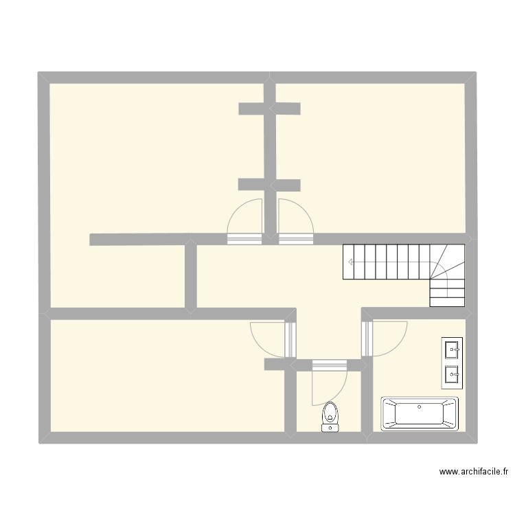 Etage. Plan de 6 pièces et 70 m2