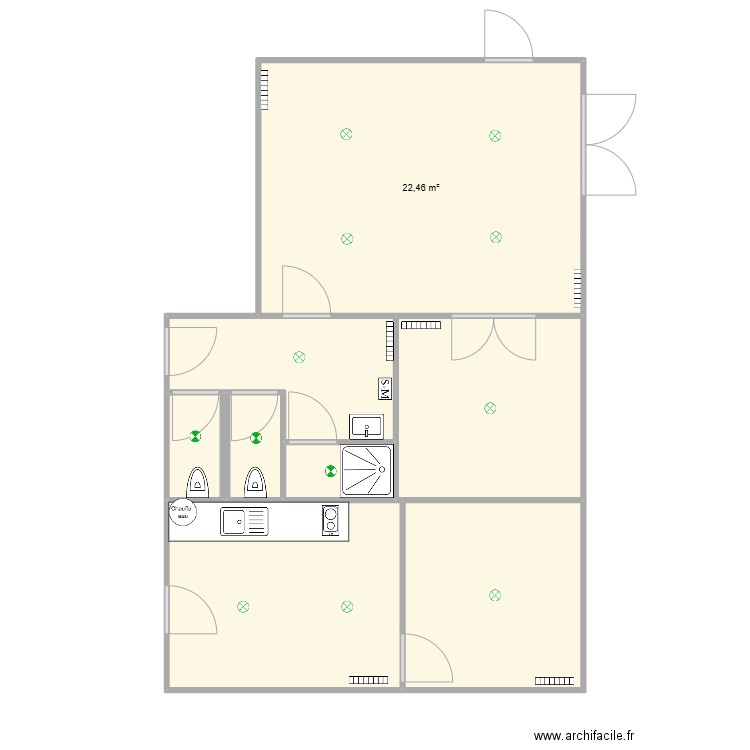 GAUGLIN modifié. Plan de 8 pièces et 63 m2