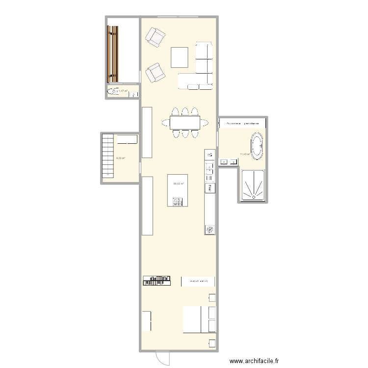 la fontaine. Plan de 4 pièces et 108 m2