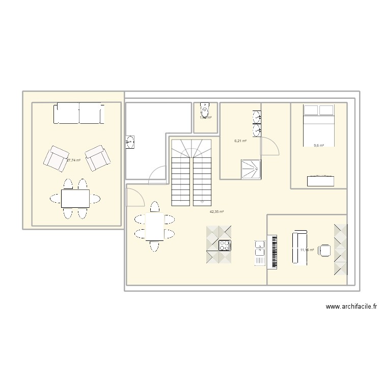 fsddsd. Plan de 6 pièces et 98 m2