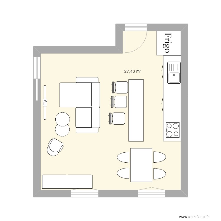 Célia. Plan de 1 pièce et 27 m2