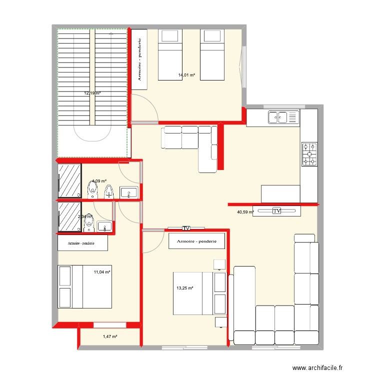 premier et 2 etage . Plan de 8 pièces et 99 m2