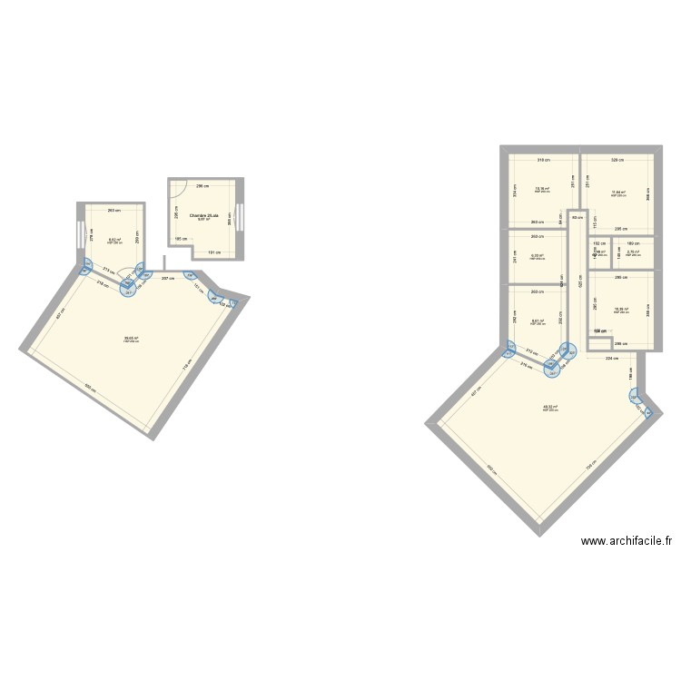 Chambre Salon. Plan de 11 pièces et 159 m2