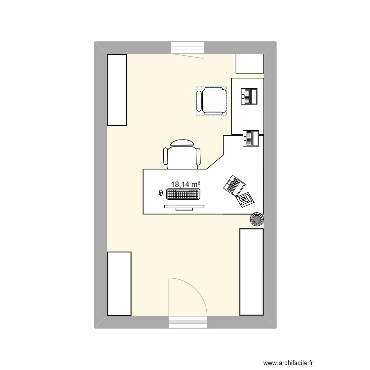 bureau . Plan de 1 pièce et 18 m2