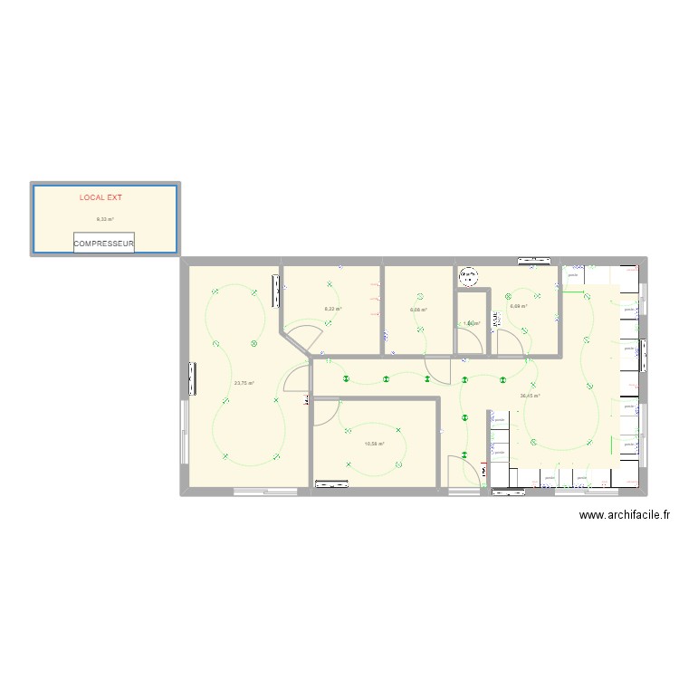 caufadent. Plan de 8 pièces et 103 m2