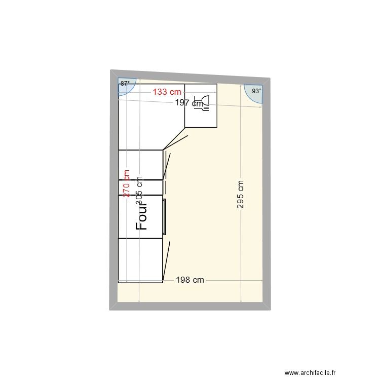 CUISINE V3. Plan de 1 pièce et 6 m2