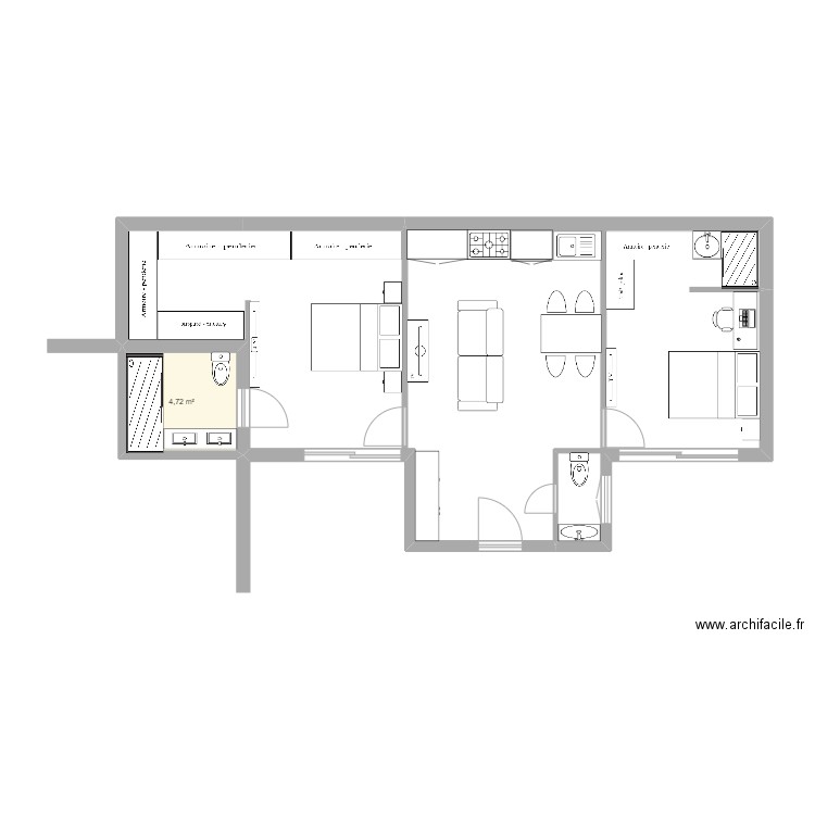 marlon /russinova. Plan de 1 pièce et 5 m2