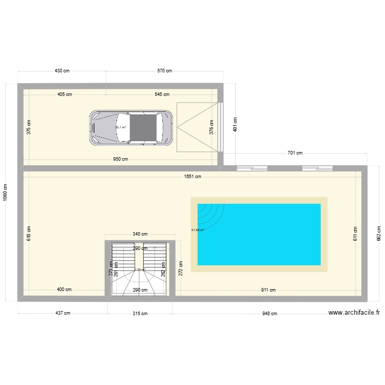 1 SOUS SOL ESC  BOIS LEROI. Plan de 3 pièces et 135 m2