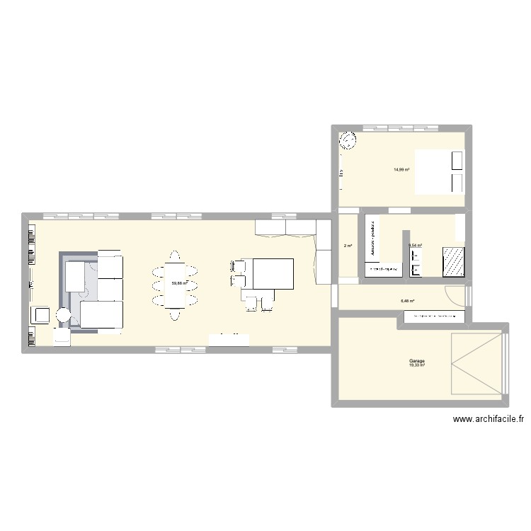 plan maison 1/2. Plan de 6 pièces et 112 m2