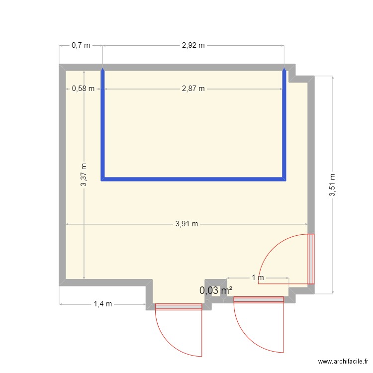 plan terasse feucherolles. Plan de 3 pièces et 13 m2