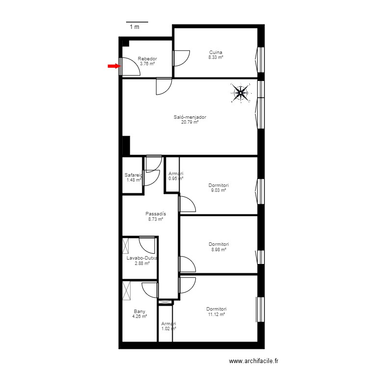 ed. sant fèlix escala 1 -3.2. escaldes. Plan de 14 pièces et 100 m2