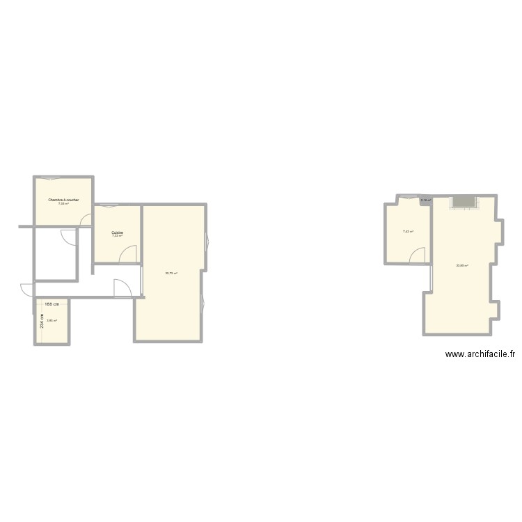 Flat Byronne. Plan de 7 pièces et 73 m2