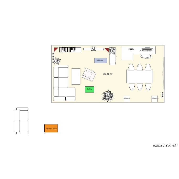 Maison Déodat 3. Plan de 1 pièce et 29 m2