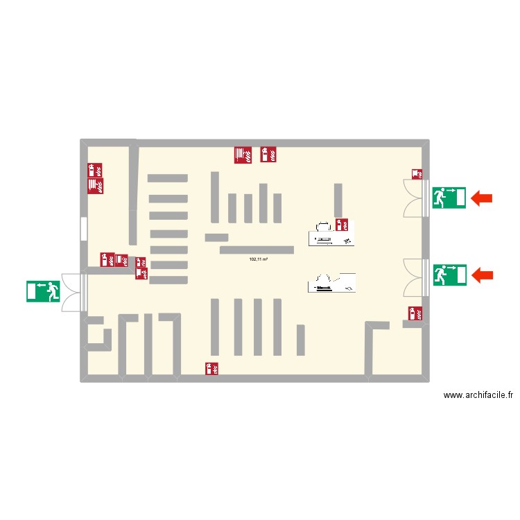 plan. Plan de 1 pièce et 102 m2