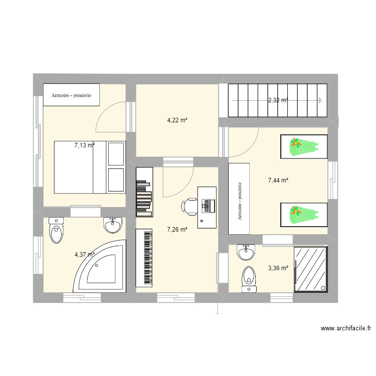 ETAGE 1 PLAN. Plan de 7 pièces et 36 m2