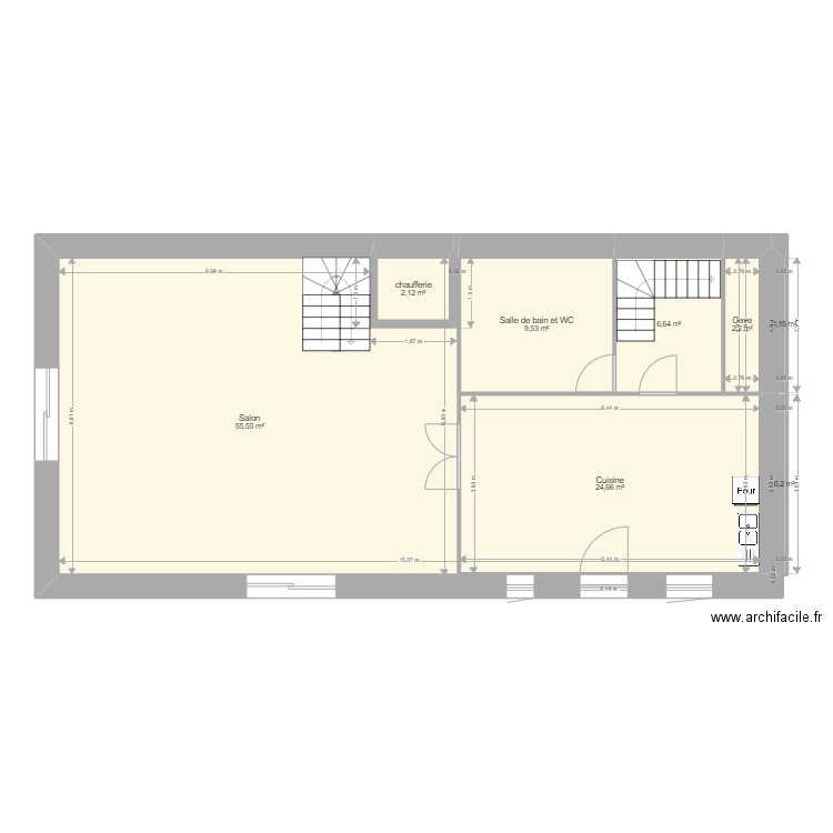 Granoux V1. Plan de 8 pièces et 101 m2