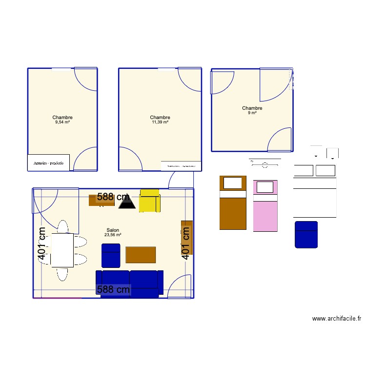 Lormont. Plan de 4 pièces et 53 m2