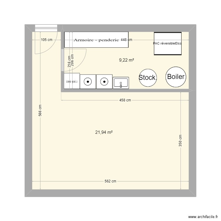 1234. Plan de 2 pièces et 31 m2