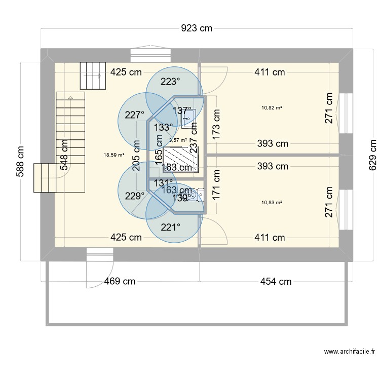 plan 03. Plan de 5 pièces et 45 m2