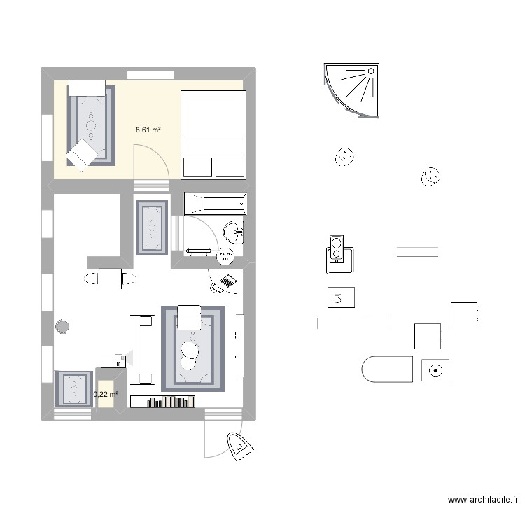 Anaisb. Plan de 2 pièces et 9 m2