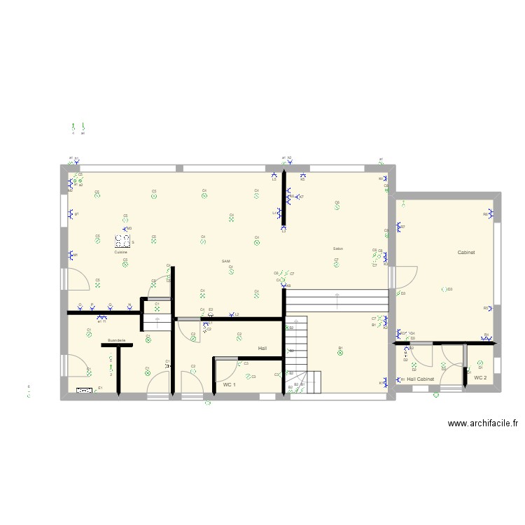 Jen et Simon RDC. Plan de 5 pièces et 115 m2