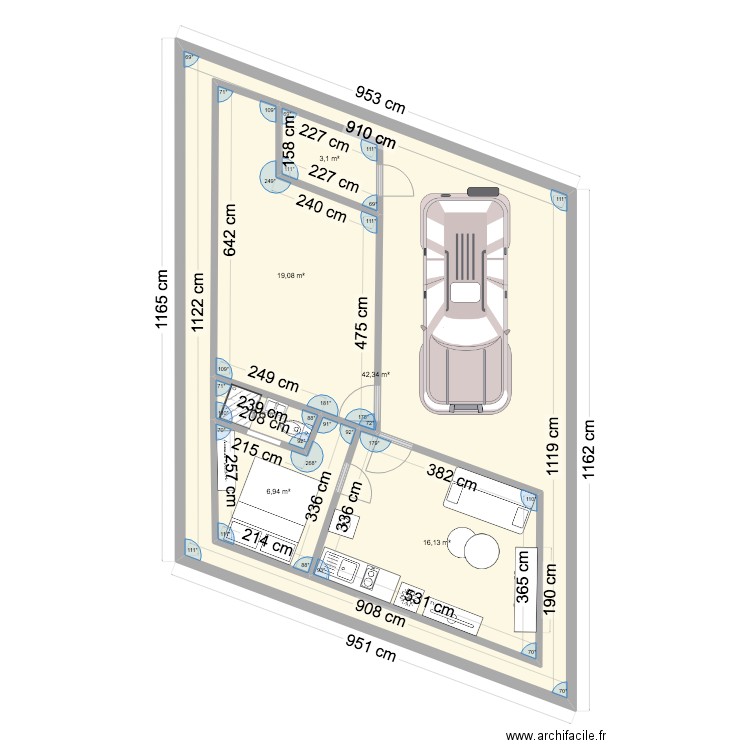 rdc kitambo amenagé. Plan de 6 pièces et 142 m2