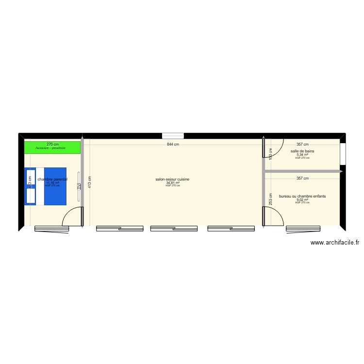 domek 70m2. Plan de 4 pièces et 60 m2