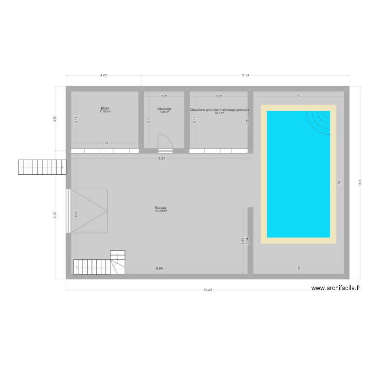 loft RDC. Plan de 4 pièces et 144 m2