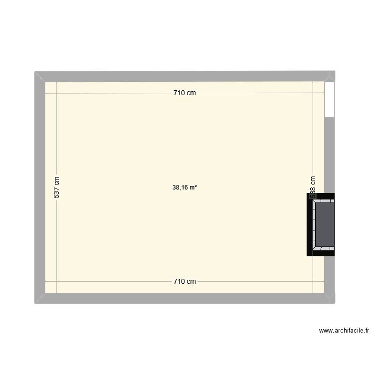 Gabouret 1. Plan de 1 pièce et 38 m2